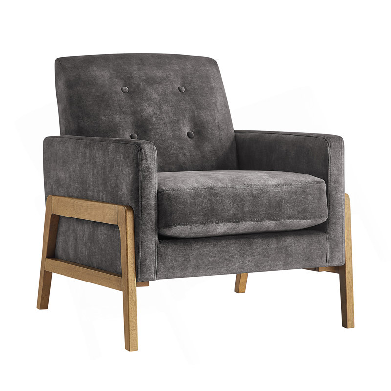 Fauteuil d'appoint à dossier capitonné Matson, Gris foncé