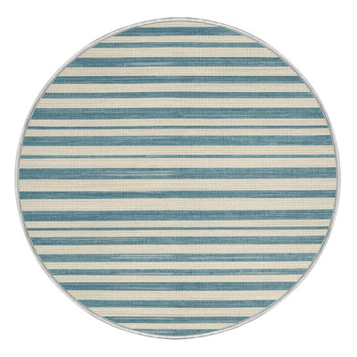 Tapis lavable rayé bleu poudre blanc