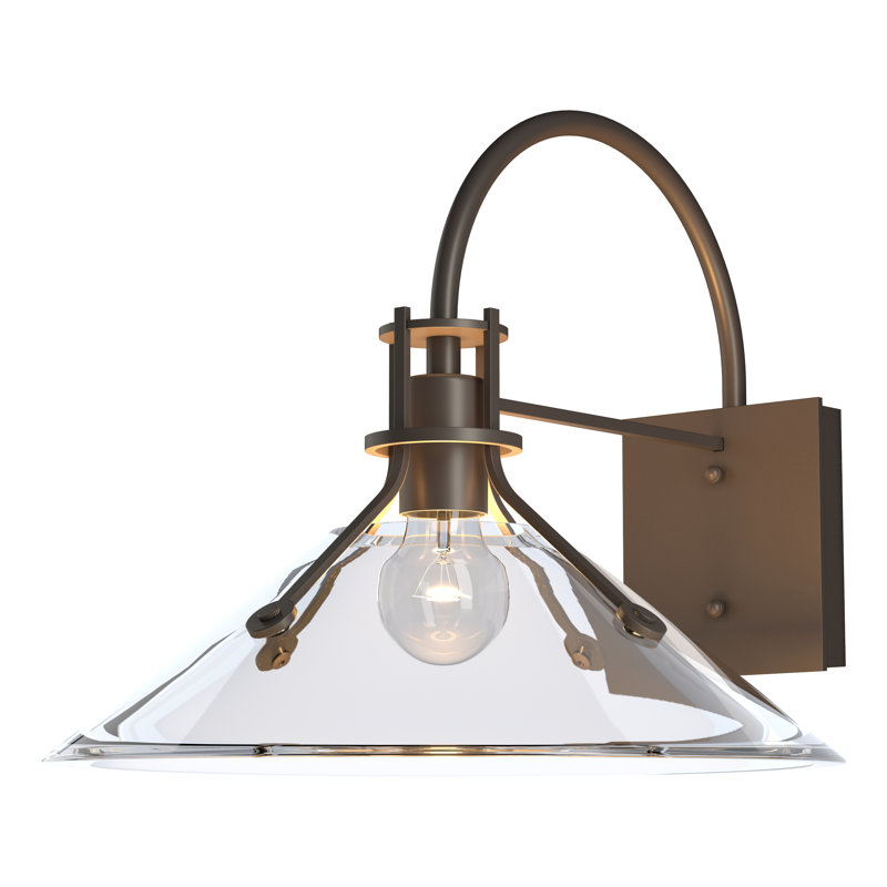Henry Glass Shade Outdoor Barn Light, Coastal Dark Smoke, 12.9" H x 14.4" W x 16.8" D, Clear Glass