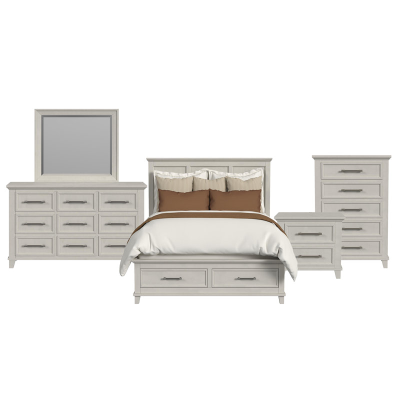 Daulton Storage 5PC Bedroom Set, Ivory, Queen