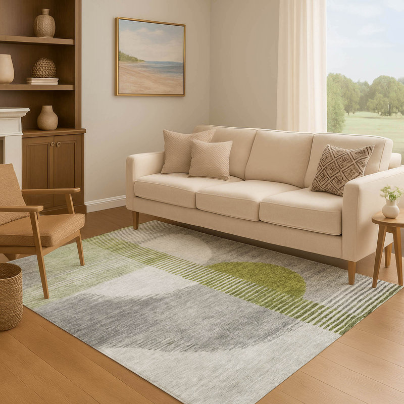 Premium Machine Washable Ansley Geometric Rug, Rectangle 3' x 5'