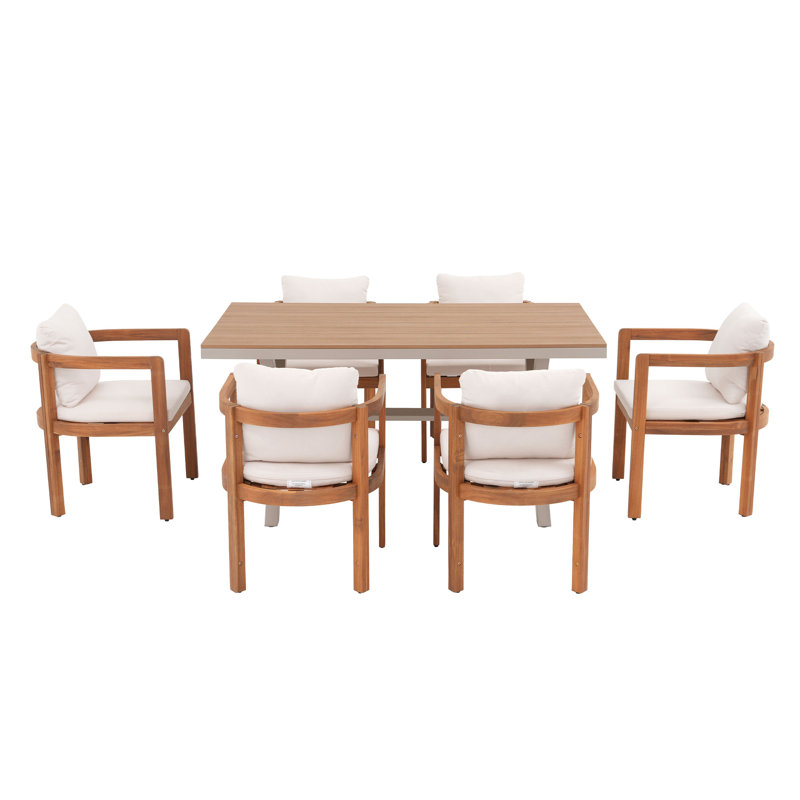 Ensemble repas extérieur pour 6 personnes avec coussins