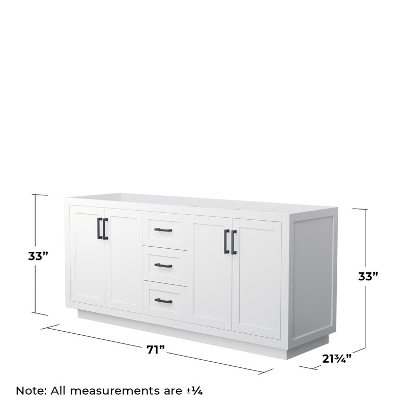 Miranda 72" White Double Freestanding Vanity with Matte Black Hardware