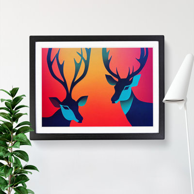 Two Abstract Stags Vol.3 - Framed Print