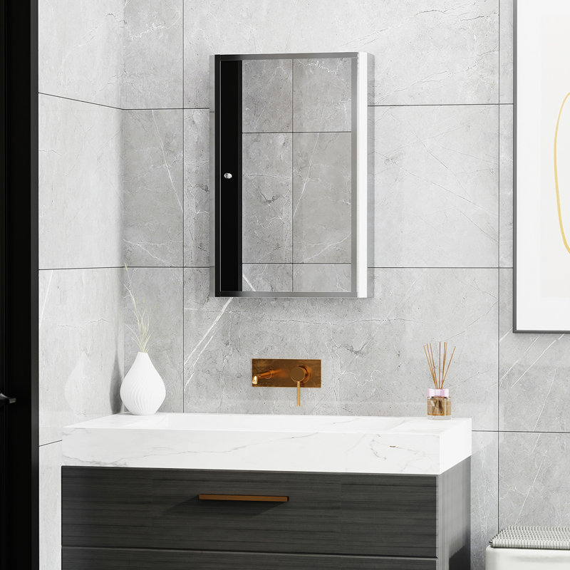 HOMCOM Bathroom Mirrored Cabinet