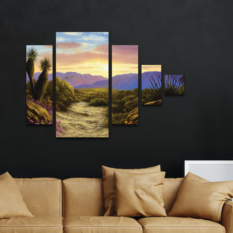 Ensemble de 5 panneaux d'art mural - "Cascade" par Anthony Casay 