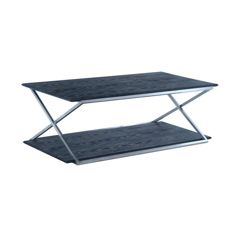 Mccoll Single Coffee Table, Dark Brown Top/Brushed Gold Base