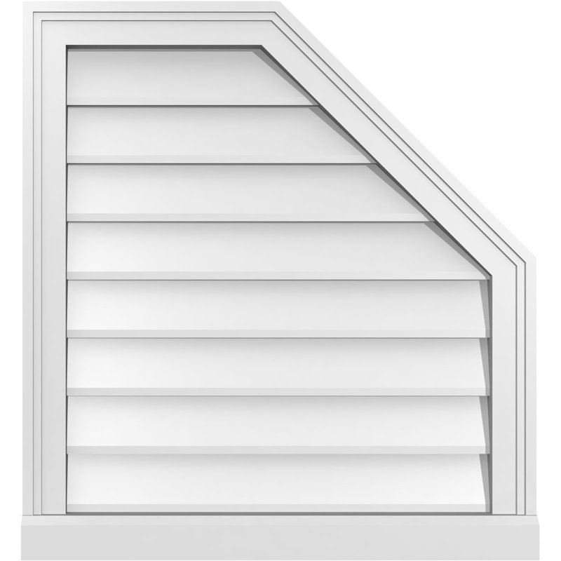 Half Octagon Top Right Surface Mount Signature Urethane Non-Functional Gable Vent Primed Tan, 26" H x 24" W x 2" D