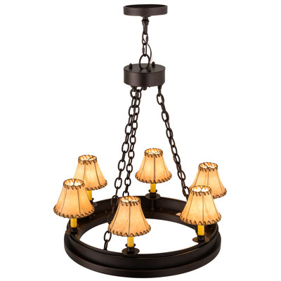 Lustre en roue de chariot à 6 lumières Tedford