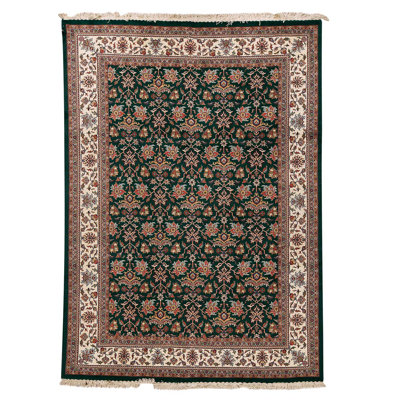 Tapis noir / brun / beige de haute qualité noué à la main One-of-a-Kind