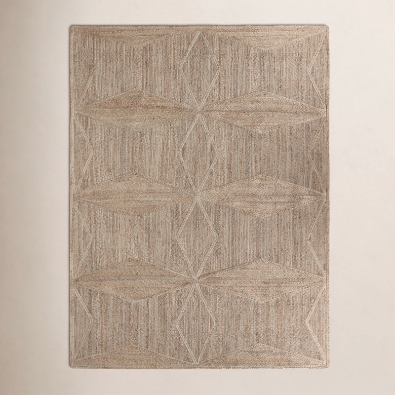 Bancroft Geometric Handmade Dhurrie Jute Beige Area Rug, Rectangle 4' x 6'