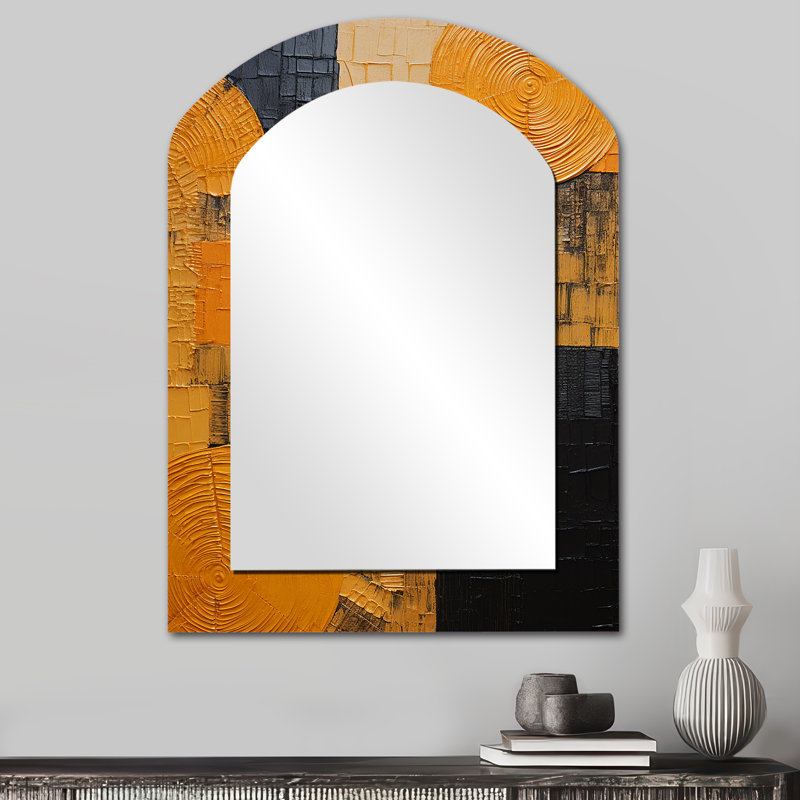 Artistique, poterie jaune artistique, miroir mural asymétrique jaune, art mural imprimé, 34 po x 25 po