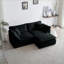 Canapé modulaire, canapé en L 2 places avec repose-pieds, causeuse modulaire pour petits espaces | Noir | Chenille-1650201533