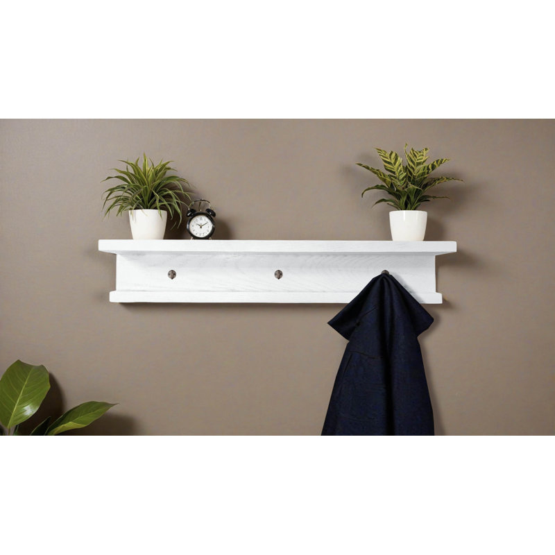 Rayne 3 Piece Oak Shelves With Hooks, 6.75" H x 36" W x 6" D