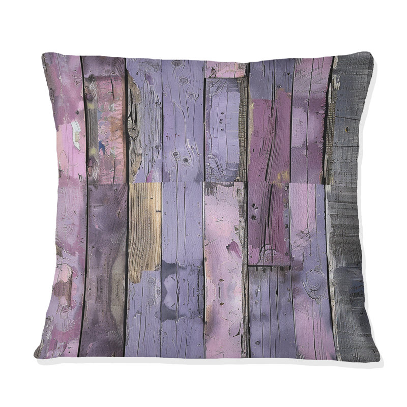 Bois de grange récupéré lilas - Coussin Farmhouse, H 16 po x l 16 po, Carrée