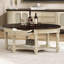 Table basse ovale vintage avec tiroir et étagère de rangement, table de cocktail antique de 45 po, table d'appoint de style champêtre français pour le salon, beige et espresso