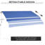 Auvent de patio rétractable 12 'x 10' avec poignée à manivelle manuelle et eau - tissu 280g / m, structure en aluminium pour terrasse, balcon, cour, bleu foncé, manivelle, différentes surfaces