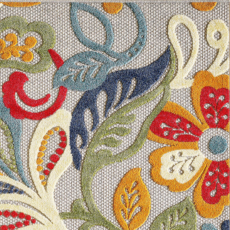 Gahanna Indoor/Outdoor Performance Area Rug, Rectangle 2'2" x 4', Ivory/Multi