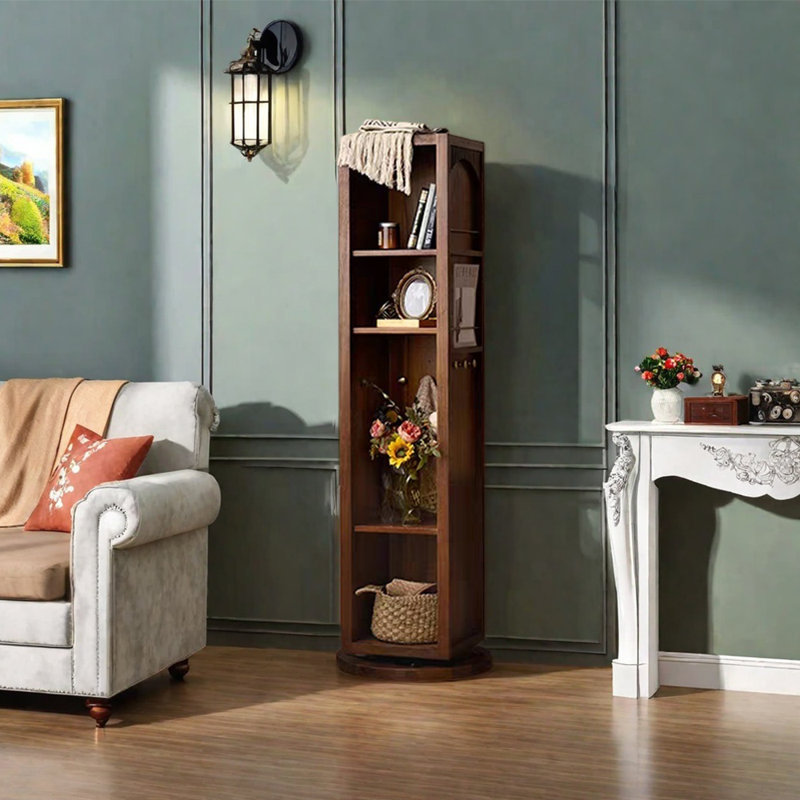 American Style Solid Wood Rotating Bookcase