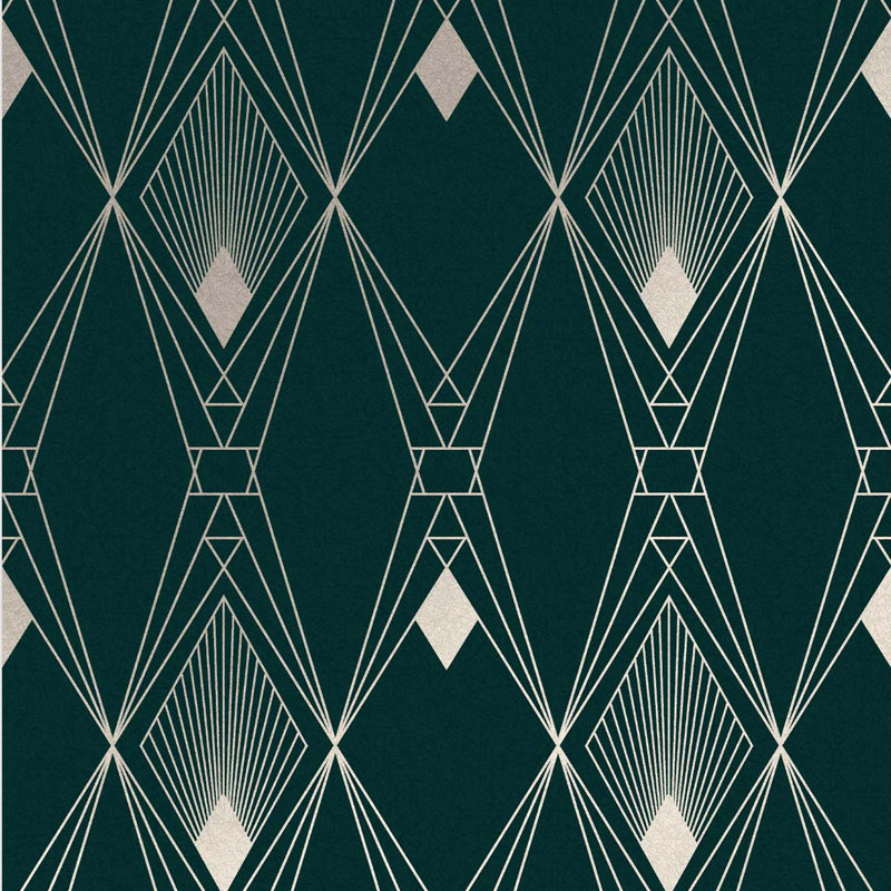 Geometric Metallic Wallpaper Double Roll, Teal