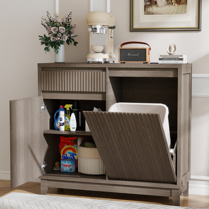 Armoire poubelle inclinable avec tiroirs 13 gallons, Gris délavé
