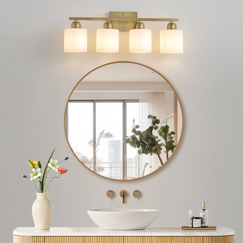 Luminaires de salle de bain dorés sur miroir, Cuivre