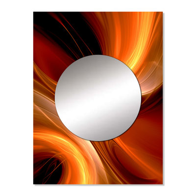 Mabrouka Orange Abstract Warm Fractal Design II - Fractals Unique Wall Mirror, Modern Mirror, Printed Metal Art