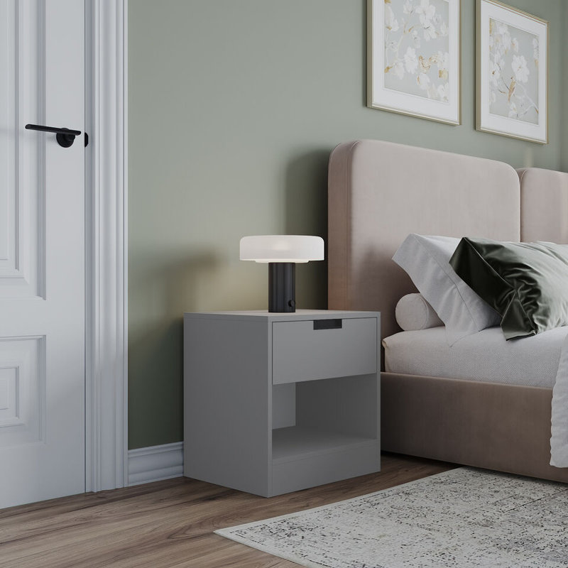 Siek 45cm W Metal Bedside Table, Gray