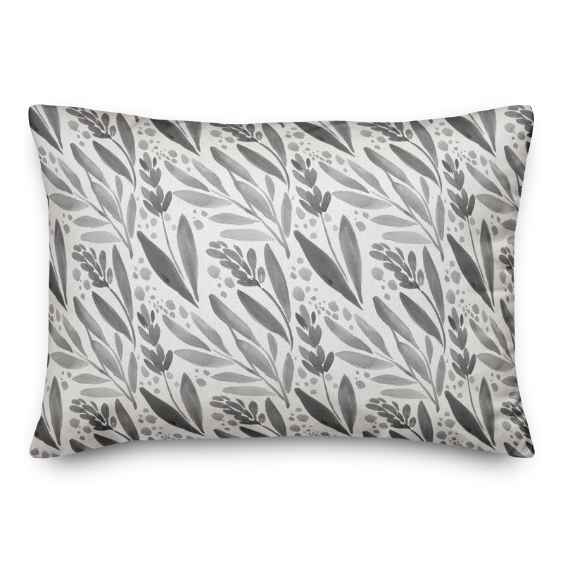 Floral Outdoor Reversible Throw Pillow, Gray