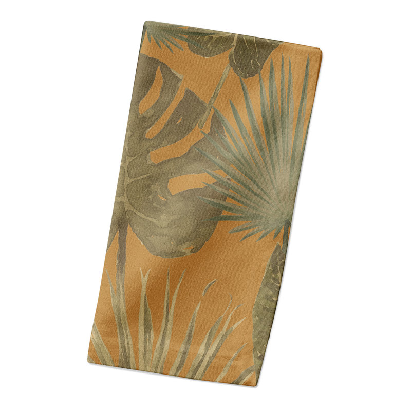 Serviette en coton 10 po Tropical Palm, Jaune