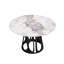 Table de cuisine et de salle à manger ronde en pierre frittée de 53 po, blanc avec base en fer noir, surface à gratter pour absorber les odeurs