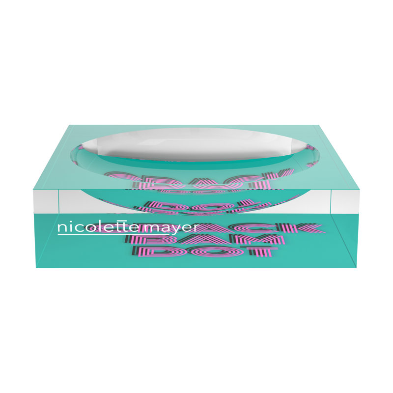 Square Abstract Decorative Tray, 6"W x 6"D x 2"H, Acqua Pink