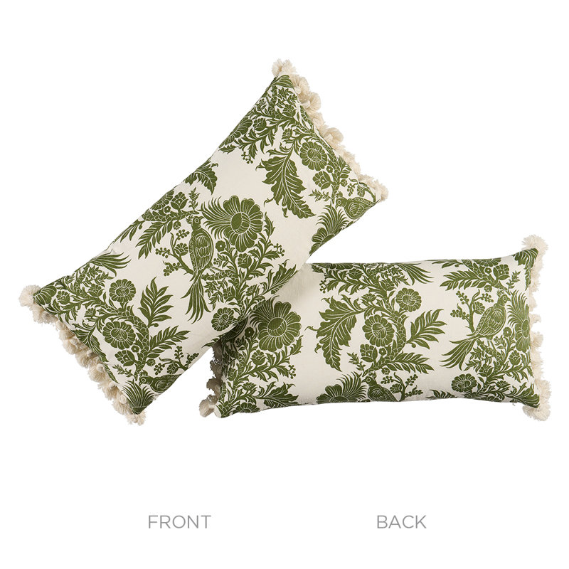 Raven Woods Linen Lumbar Pillow Cover & Insert, Green
