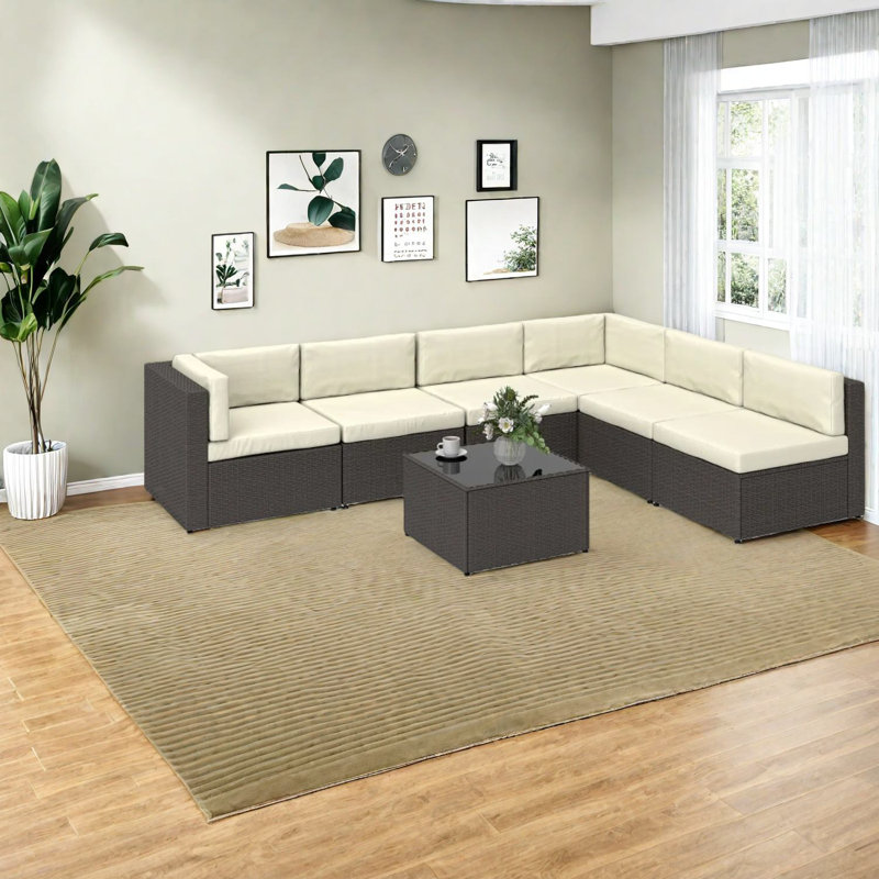 Canapé modulaire modulaire en rotin 7 pièces
