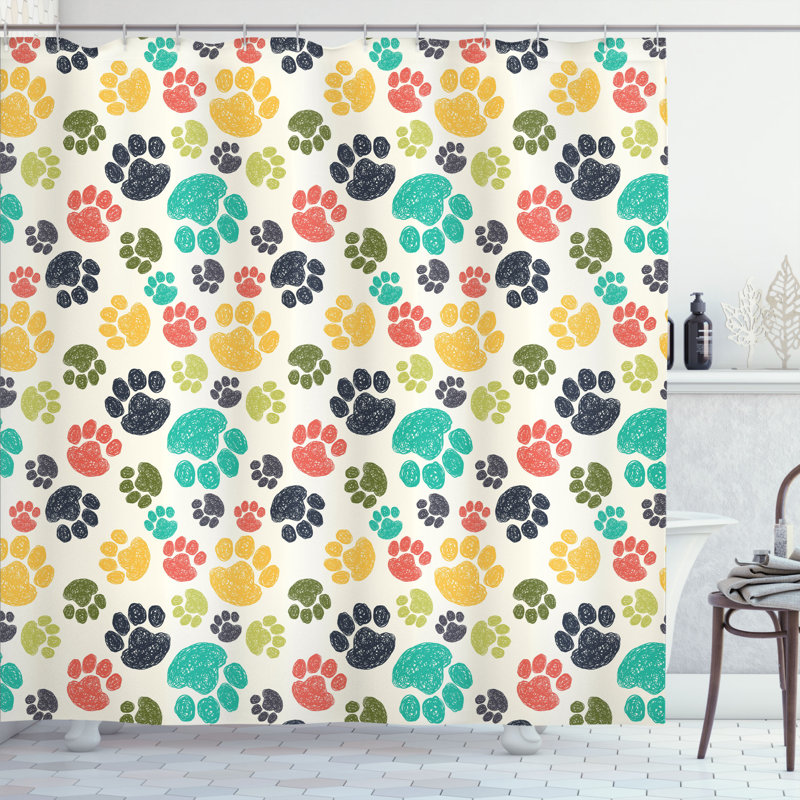Ensemble de rideau de douche Dog Lover + crochets, H 69 po x l 105 po