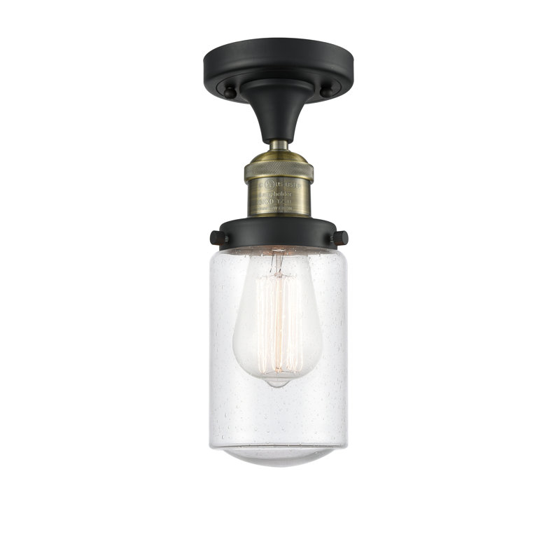 Saroyan Glass Semi Flush Mount, No Bulb Included, Seedy, Black Antique Brass