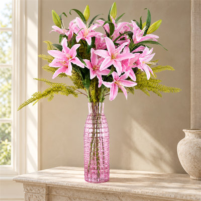 100 cm H Artificial Faux Floral in Glass Vase