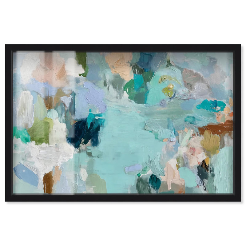 «Layers of Feeling I Shadowbox Print Green Abstract Art» par Art Remedy, H 11 po x l 16 po, Noir