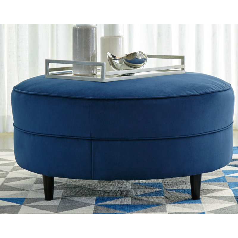 Andersontown Velvet Ottoman, Velvet Blue