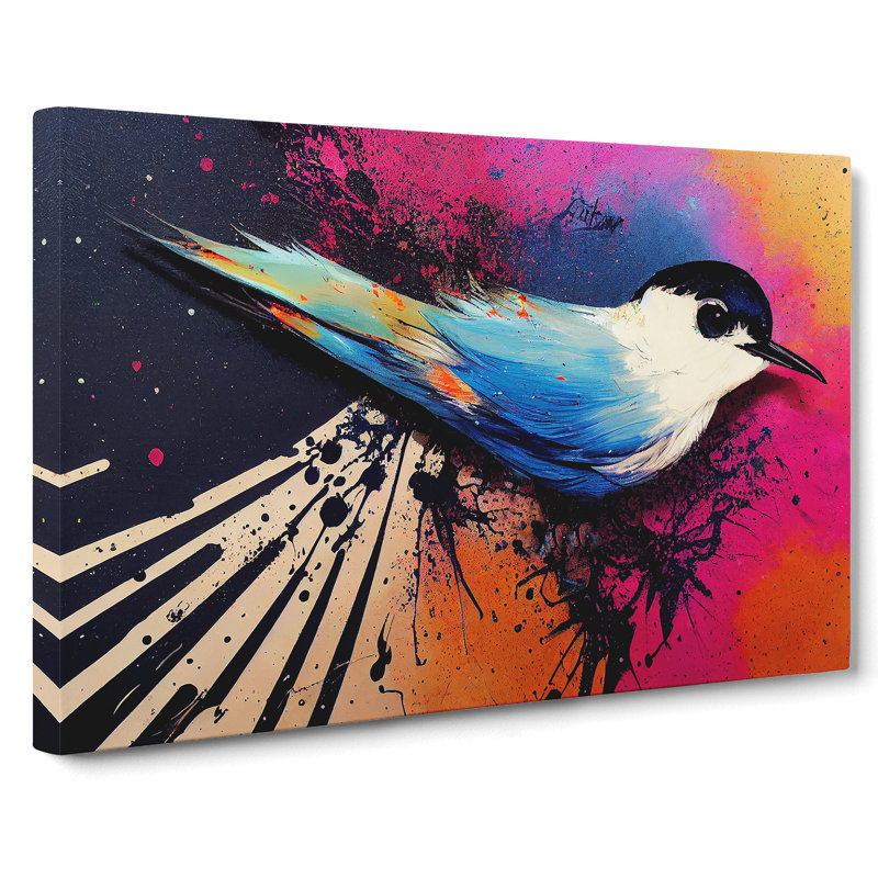 Swallow Bird Splash Vol.2 Abstract - Wrapped Canvas Print, 35cm H x 50cm W x 3cm D