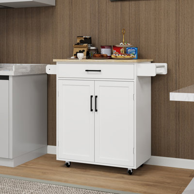 Kitchen island rolling trolley cart,Kitchen island with Adjustable Shelves and towel rack