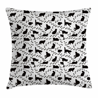 Cat Kittens Footprints Paws Square Pillow Cover