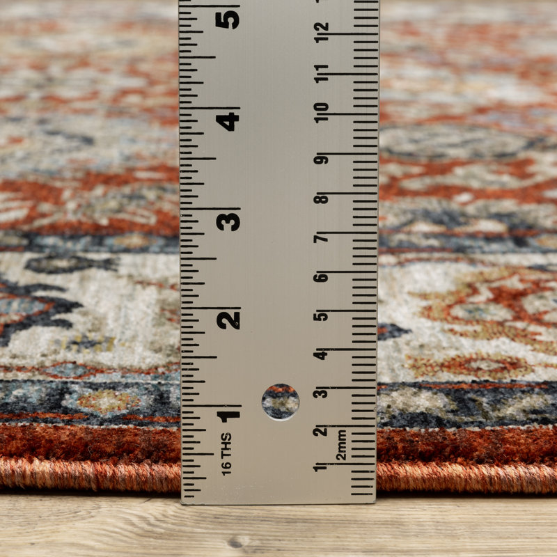 Tapis oriental rouge / ivoire Hovis, Tapis de couloir 2 pi 3 po x 7 pi 6 po