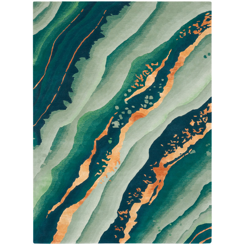Viscose Abstract Indoor Rug, Rectangle 3'9" x 5'9"