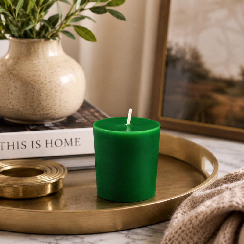 Unscented Votive Candle, Hunter Green, Set of 12