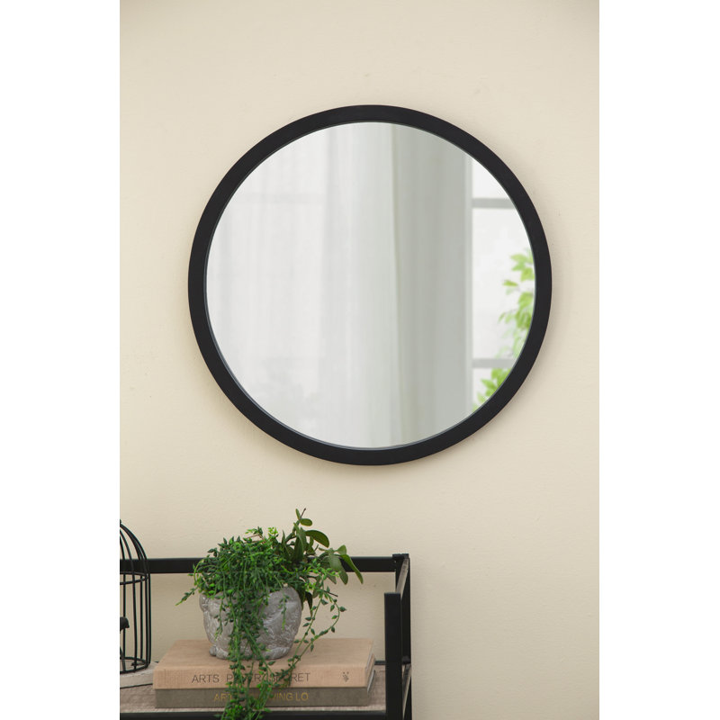 Miroir mural 20 "x 20" avec cadre en bois, Noir