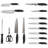 Professional 15-Piece Knife Set with Block - Stainless-Steel Cutlery with Chef, Bread, Santoku, Filet, Paring, and Steak Knives