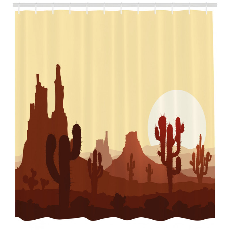 Ensemble de rideau de douche et de crochets en cactus, H 75 po x l 69 po