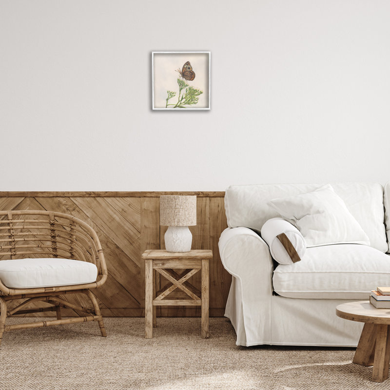 White Framed Butterfly Canvas Print, 12 x 12