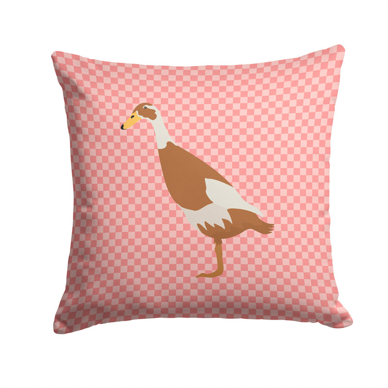 Runner Duck Check Outdoor Throw Pillow, 14" x 14", Pink